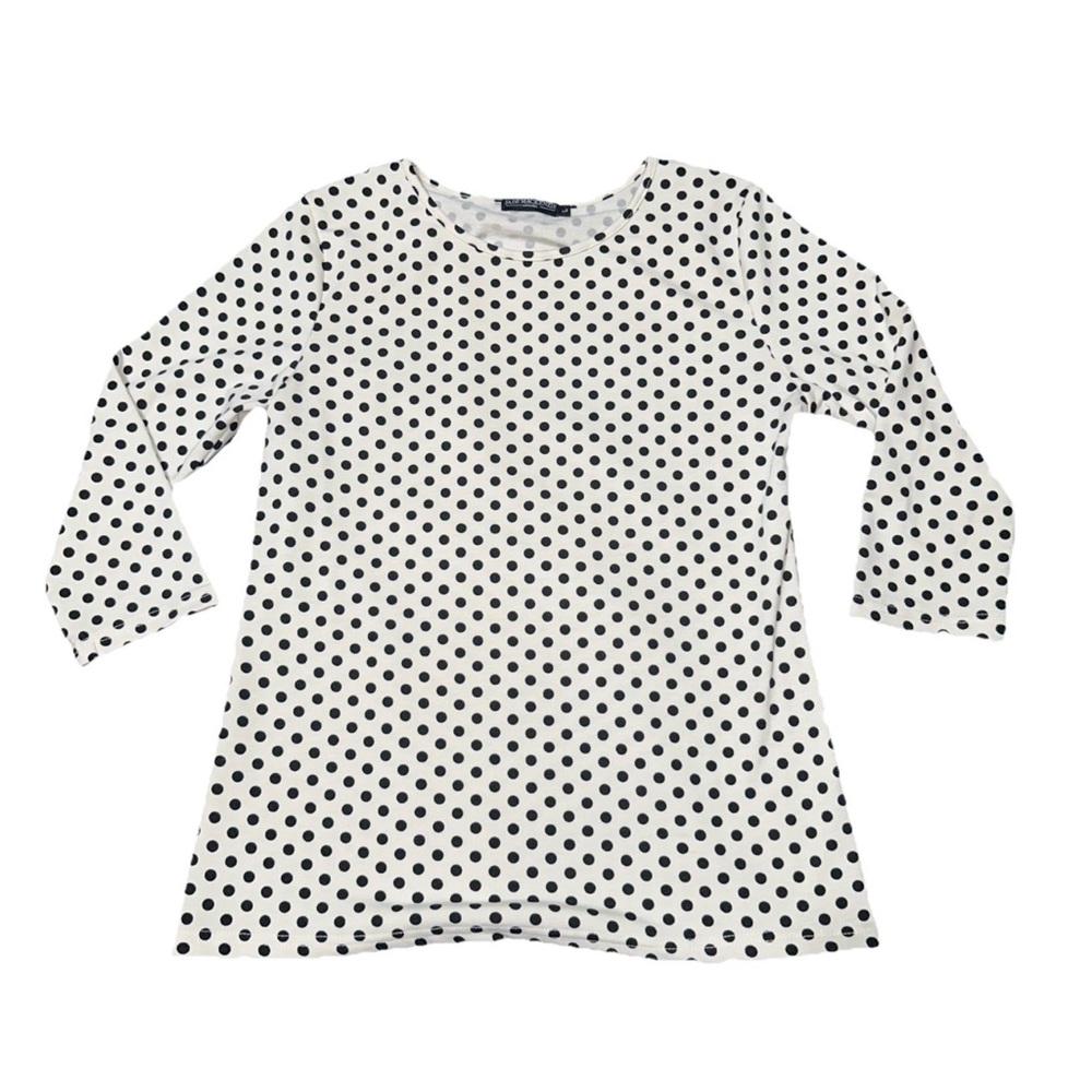 Jade Mackenzie Women’s L Polka Dot 3/4 Sleeve Top Pinup 50s Classic Casual Retro